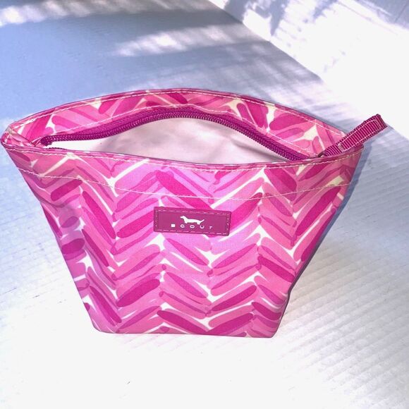 SCOUT Cosmetic Makeup Zip Bag Pouch Pink White Abstract Watercolor 5 x 4 x 5 in - Picture 7 of 12